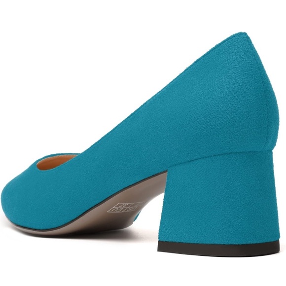 Teal-colored Suede Pointed-Toe Slip-On 2-Inch Heeled Women’s Shoes - Picture 5 of 6